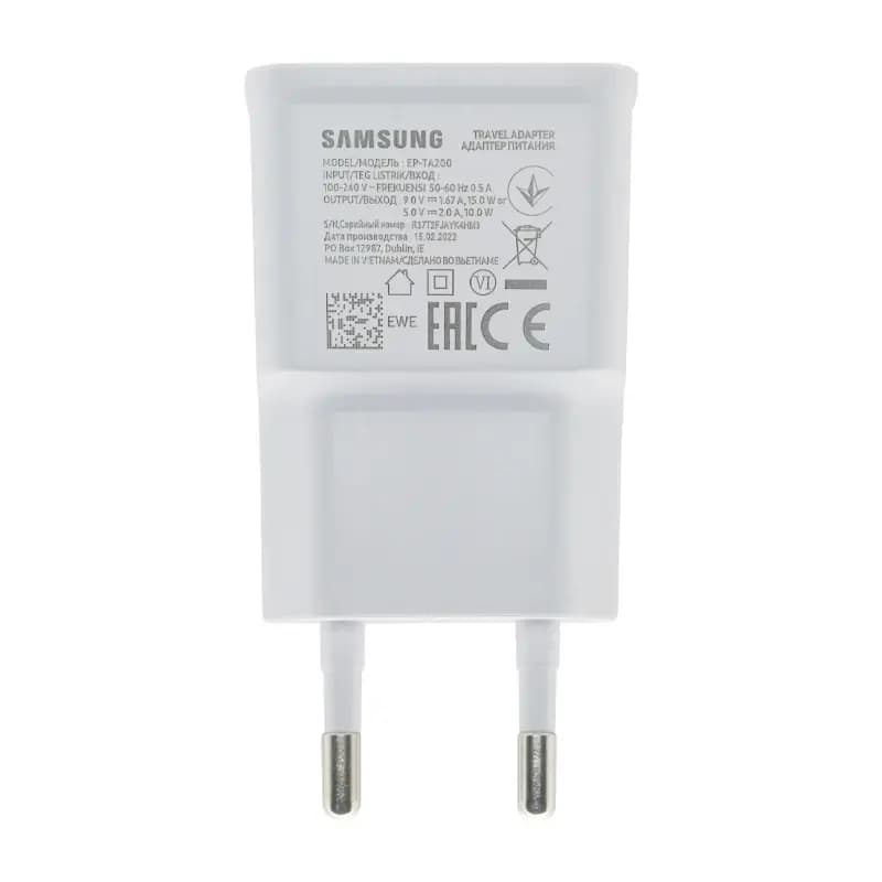 شارژر دیواری دو پین فست تک پورت 15W Samsung مدل EP-TA200 – سفید – LY (گارانتی 6 ماهه شرکتی) — تصویر ۲