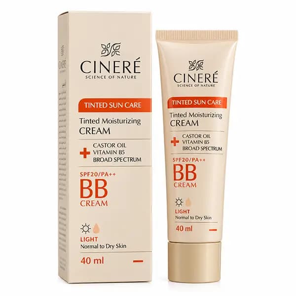 کرم پودر مرطوب‌کننده (ب ب کرم) SPF20 لایت با سینره 40 میلی‌لیتر Cinere