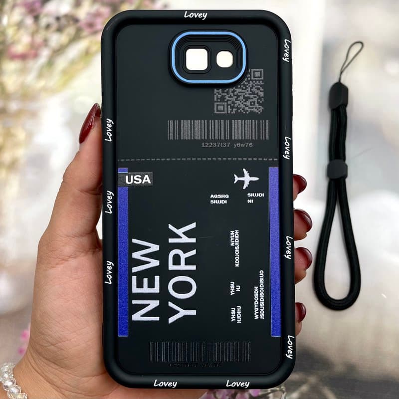 قاب گوشی Galaxy J7 Prime سامسونگ سولید ضد ضربه کجی همراه بند مچی محافظ لنز دار طرح NEW YORK کد 325226