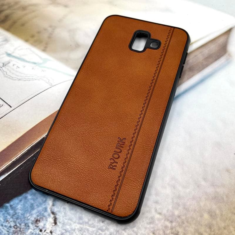قاب گوشی Galaxy J6 Plus سامسونگ چرمی طرح دوخت RYOURK کلاسیک ایربگ دار عسلی کد 182695 — تصویر ۲