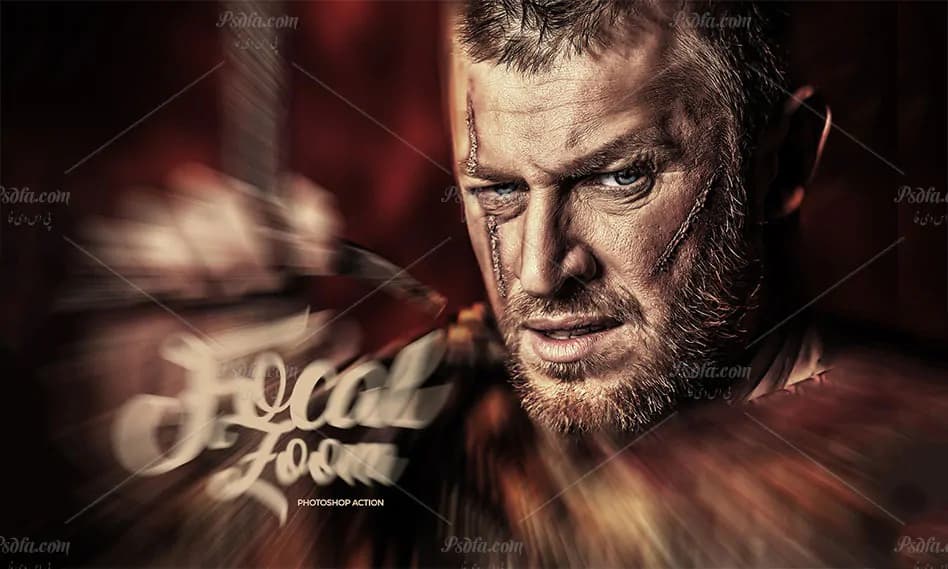 اکشن ایجاد افکت زوم در فتوشاپ Focal Zoom Photoshop Action