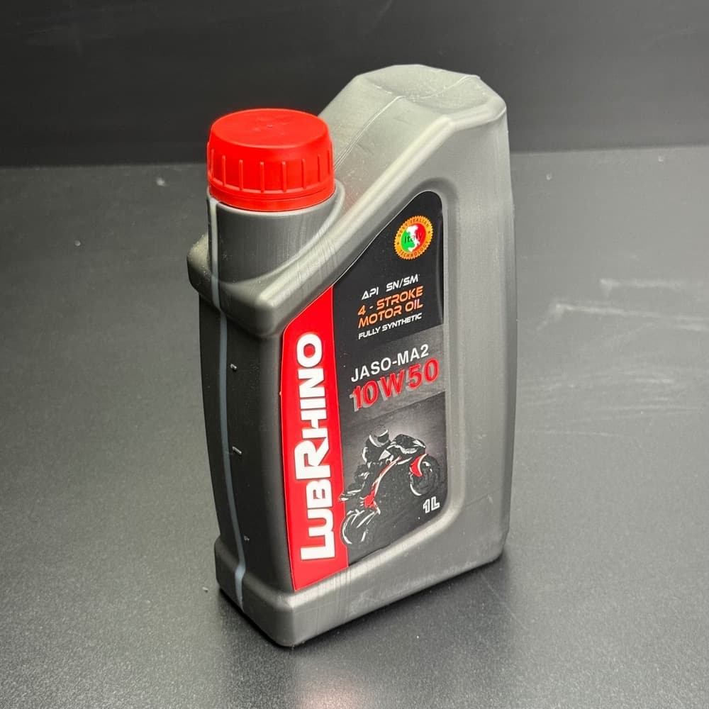 روغن موتور سیکلت LubRhino 10W-50 SN/SM JASO MA2 | فول سنتتیک ۱ لیتری