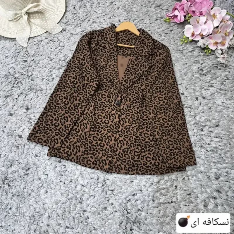 کت تک زنانه طرح پلنگی جنس کتان درجه یک