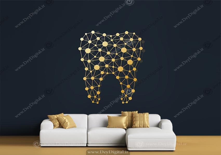 کاغذ دیواری سه بعدی طرح دندان طلایی BA-6684