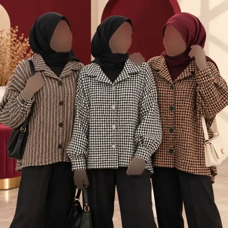 شکت زنانه پاییزه پیردوپل دکمه دار فری سایز مناسب تا 50 — تصویر ۳