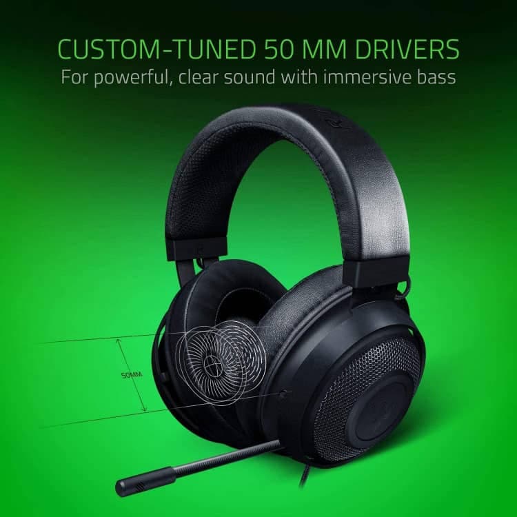 هدست با سیم Razer Kraken – مشکی — تصویر ۳
