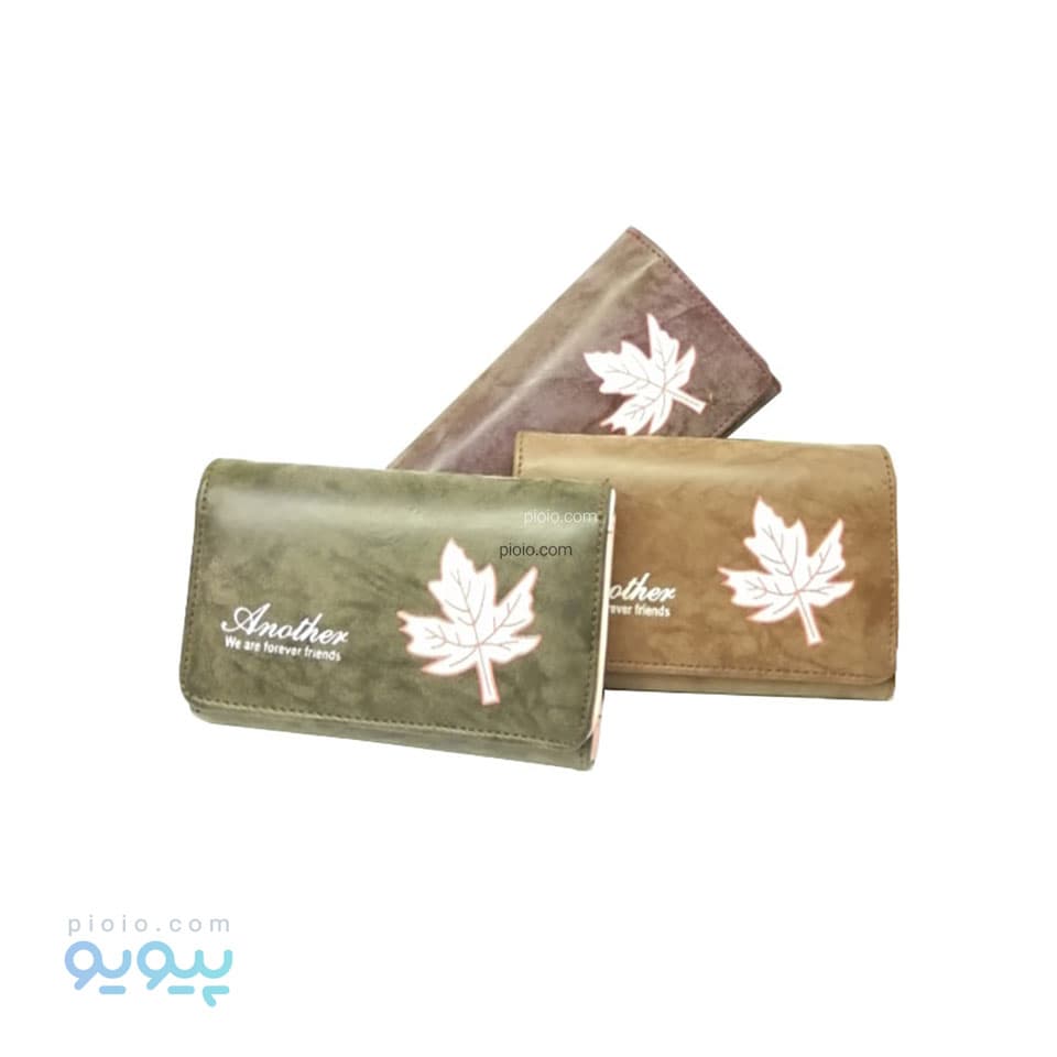 کیف پول دخترانه چرم طرح برگ پاییزی