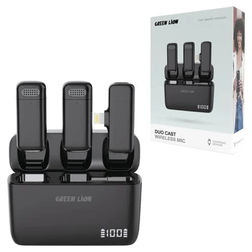 میکروفون یقه ای بی سیم دوتایی گرین لاین Duo Cast GNDCTWMICLG Lightning