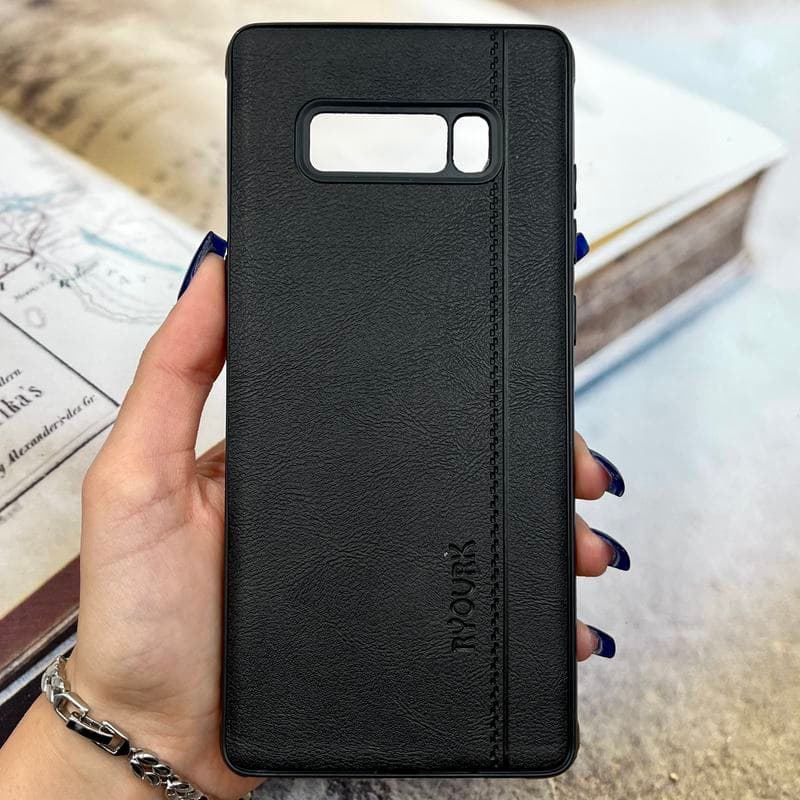 قاب گوشی Galaxy Note 8 سامسونگ چرمی طرح دوخت RYOURK کلاسیک ایربگ دار مشکی کد 693892