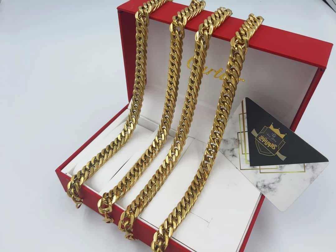 گردنبند ضخیم کارتیر طلایی استیل