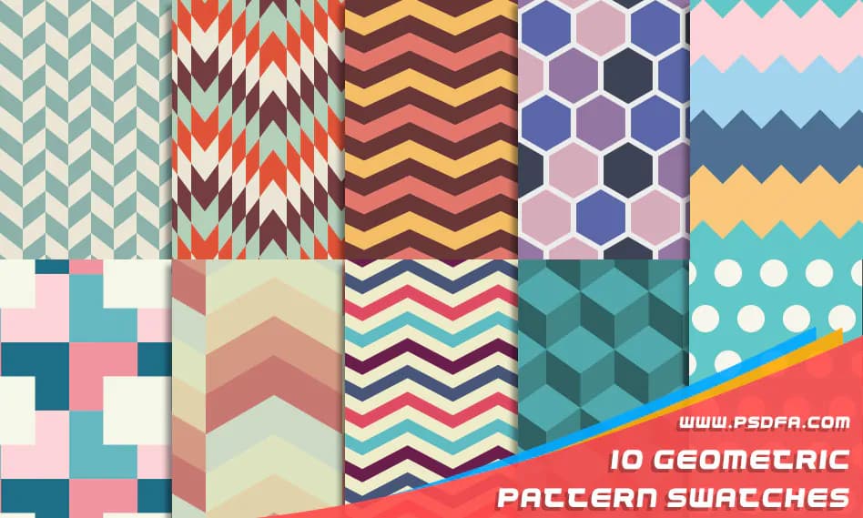10 وکتور پترن بدون درز اشکال هندسی با فرمت ai , png , pat