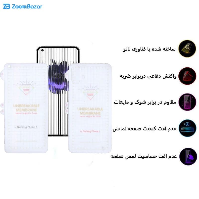 گلس بوف مدل Hydrogel مناسب برای گوشی موبایل ناتینگ Phone 1 به همراه محافظ پشت گوشی — تصویر ۴