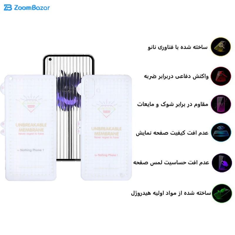 گلس بوف مدل Hydrogel مناسب برای گوشی موبایل ناتینگ Phone 1 به همراه محافظ پشت گوشی — تصویر ۳