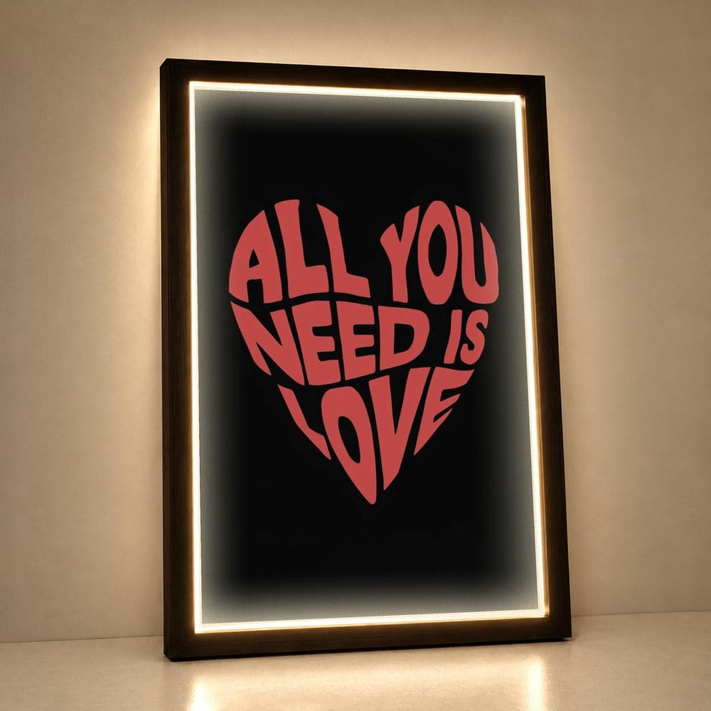 تابلو فرانت لایت عاشقانه طرح all you need کد FPF-27088