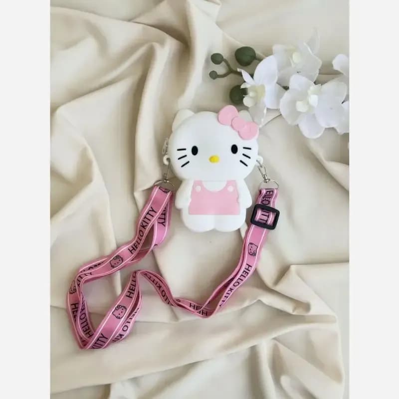 کیف دخترانه سیلیکونی طرح هلو کیتی سفید و صورتی — تصویر ۴