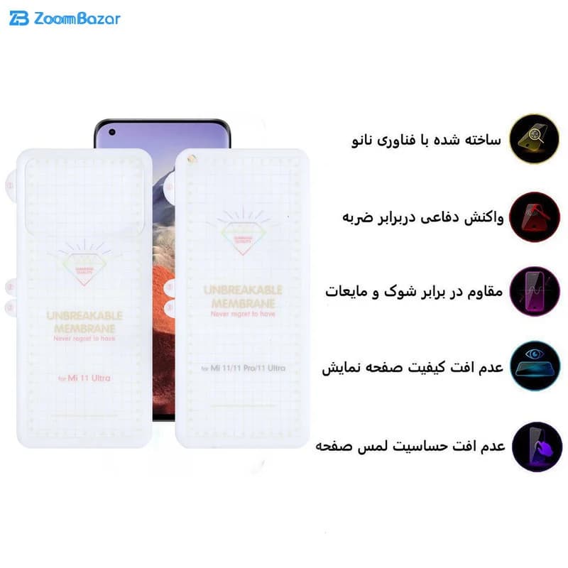گلس بوف مدل Hydrogel مناسب برای گوشی موبایل شیائومی Mi 11 Ultra به همراه محافظ پشت گوشی — تصویر ۴