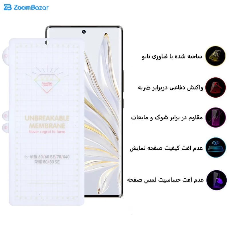 گلس بوف مدل Hydrogel مناسب برای گوشی موبایل آنر 60 / 70 / 80 / X40 / 80 SE / 60 SE — تصویر ۵