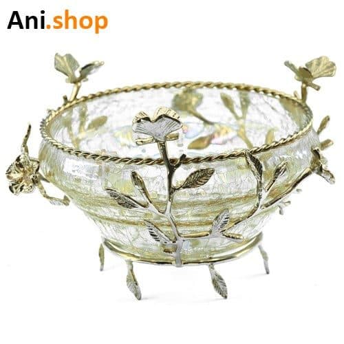 آجیل خوری شیشه ترک برنجی کد AM36
