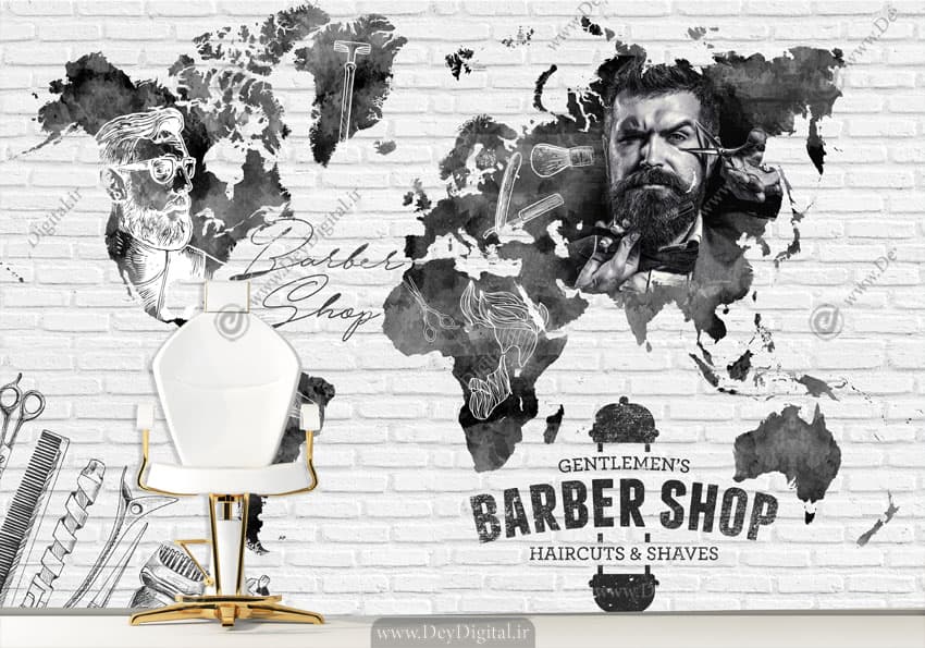 پوستر سه بعدی برای آرایشگاه مردانه BA-9907