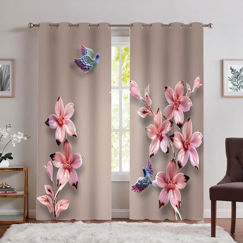پرده پانچی طرح کل برجسته PK-7471