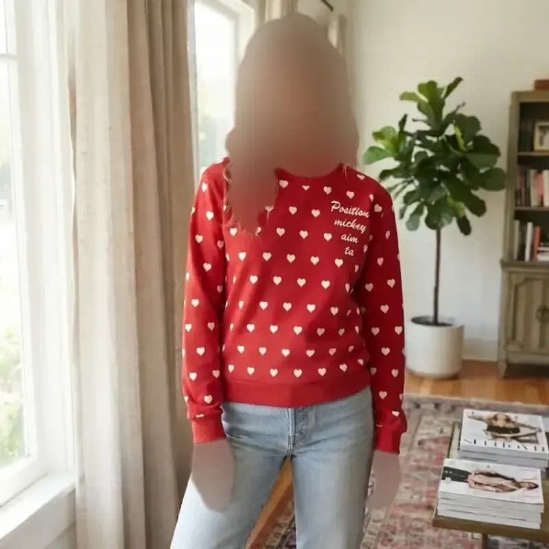 بلوز زنانه دورس یقه گرد طرح قلبی قرمز سایز 36 تا 44