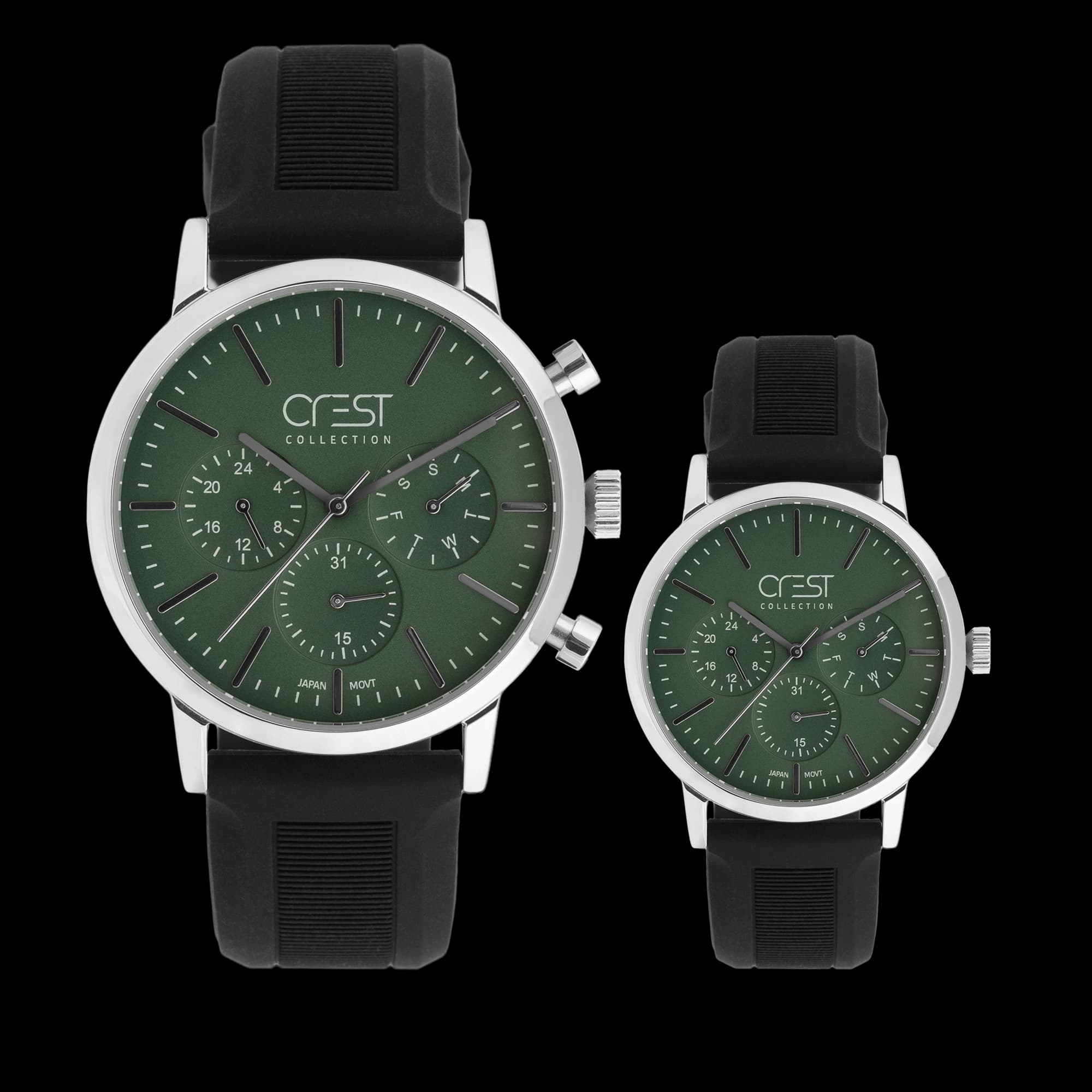 ساعت مچی ست کرست بند سیلیکون نقره ای کد Crest 9062/6