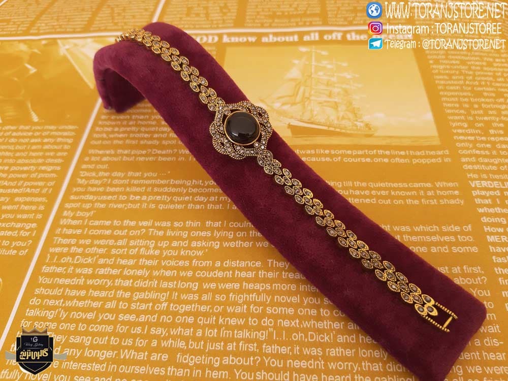 دستبند مارگازیت سنگ مشکی رنگ ثابت