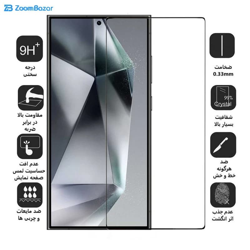 گلس بوف مدل FullGlue-Max مناسب برای گوشی موبایل سامسونگ Galaxy S24 Ultra — تصویر ۶