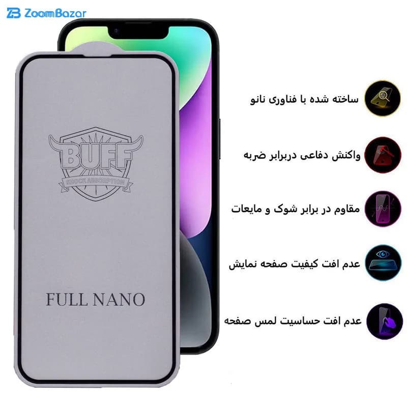 گلس بوف مدل Full Nano مناسب برای گوشی موبایل اپل iphone 16e/13/13pro/14 — تصویر ۸