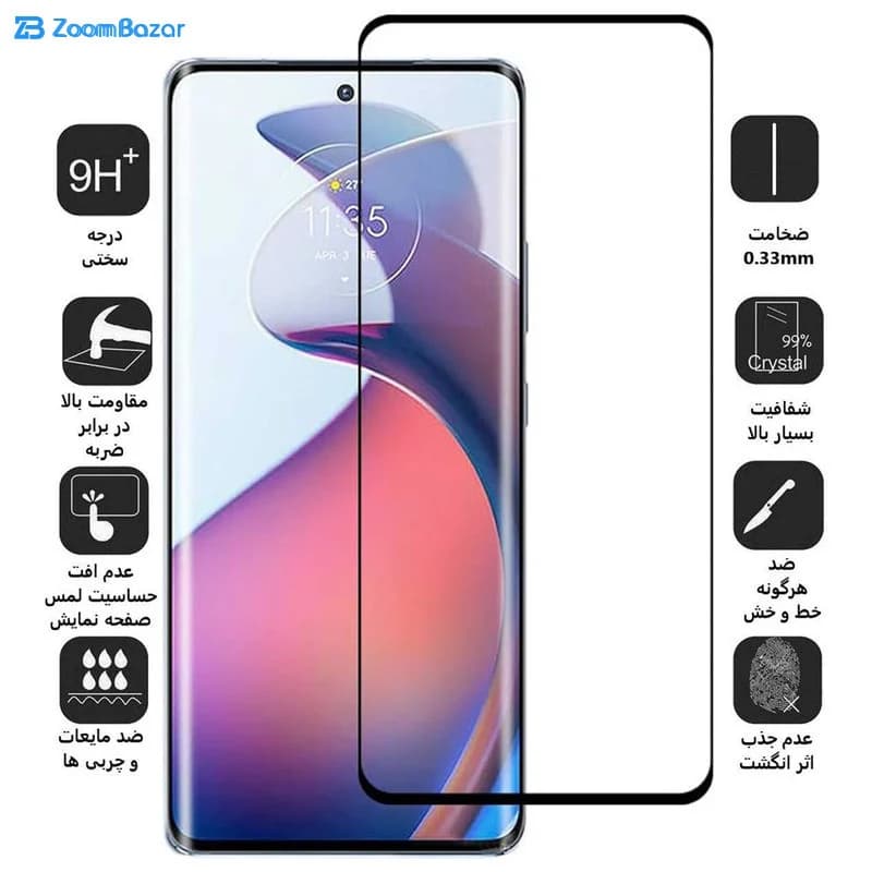 گلس بوف مدل Full-Glue مناسب برای گوشی موبایل موتورولا Edge 30 Fusion — تصویر ۲
