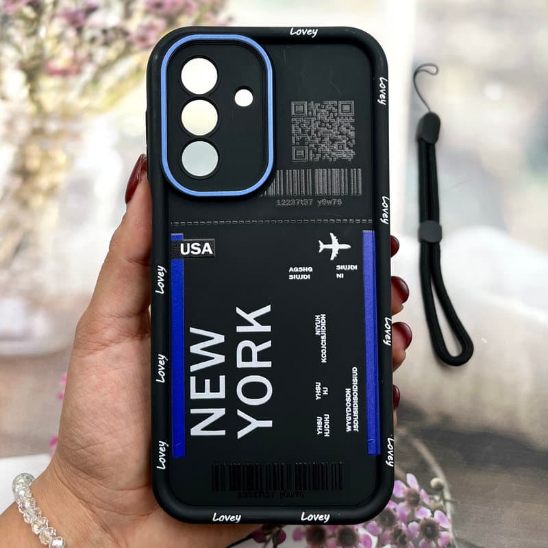 قاب گوشی Galaxy A17 سامسونگ Rosella Case سیلیکونی بند آویز دار مچی Solid محافظ لنز دار طرح NEW YORK کد 993927