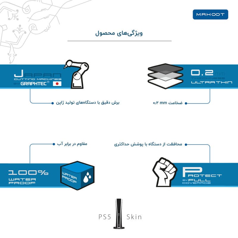 برچسب کنسول و دسته بازی PS5 ماهوت مدل Matte-BlueBerry — تصویر ۴