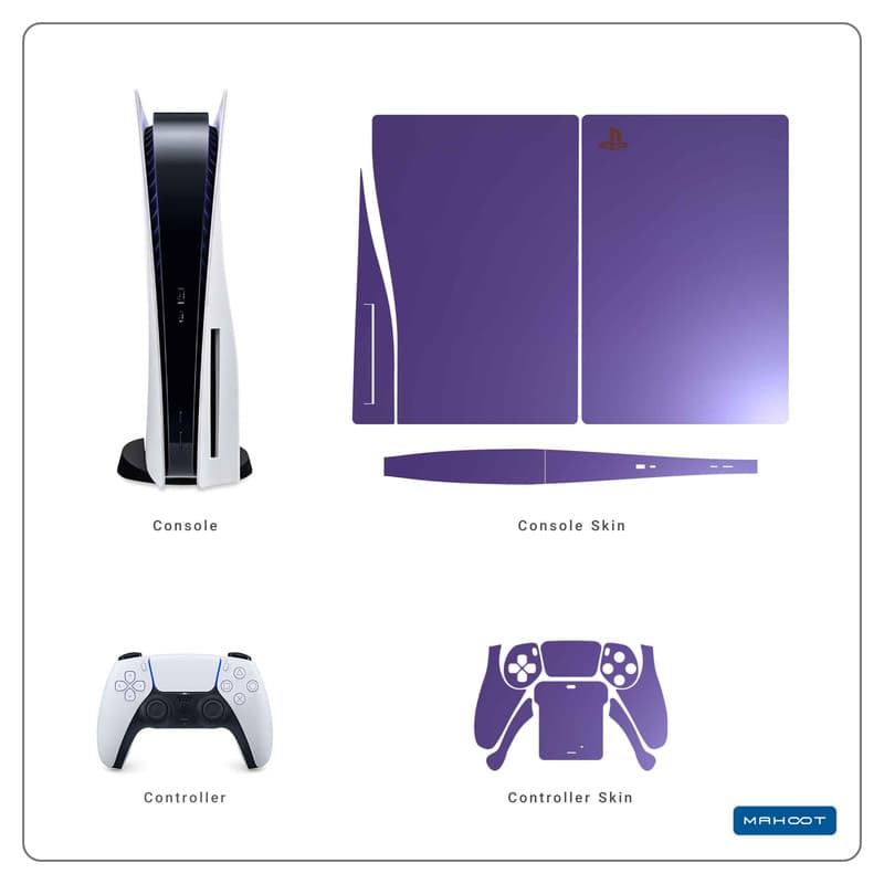 برچسب کنسول و دسته بازی PS5 ماهوت مدل Matte-BlueBerry — تصویر ۳