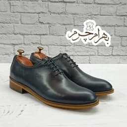 کفش مردانه مجلسی چرم طبیعی مدل جردن سرمه ای — تصویر ۳