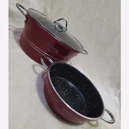 سرویس قابلمه گرانیتی 7 پارچه و 14 پارچه هلنا، مدل گلدانی، دسته فلزی نقره ای — تصویر ۶