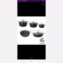 سرویس قابلمه گرانیتی 8پارچه درجه1 ضخیم با ارسال رایگان فوری وباکیفیت وروکش گرانیت ضخیم رنگ مشکی — تصویر ۳