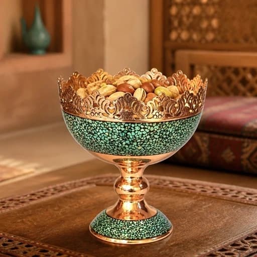 آجیل خوری سایز 16 مس و فیروزه