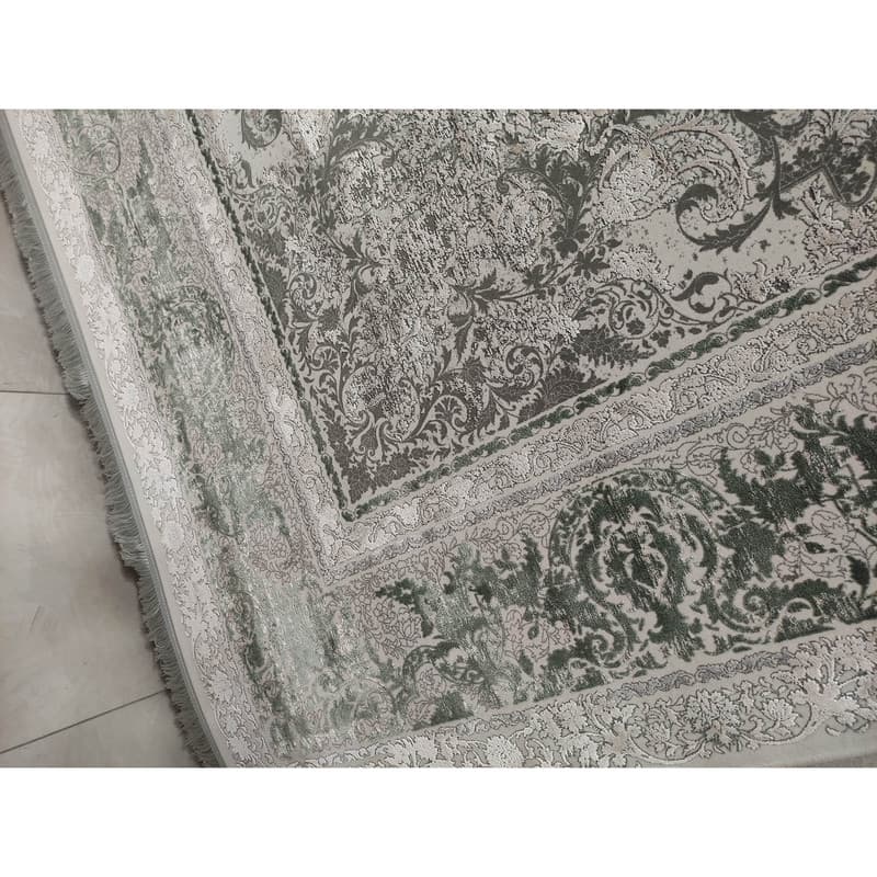 فرش ماشینی 1200شانه زمرد مشهد زمینه سبز حاشیه سبز طرح پتینه — تصویر ۱۱