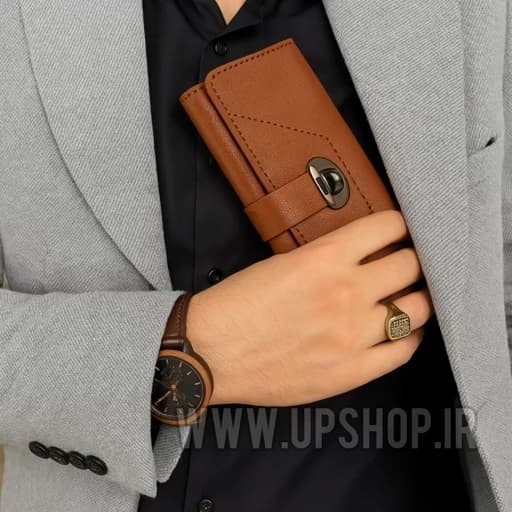 کیف پول چرم کتی پالتویی مردانه زنانه سه لت
