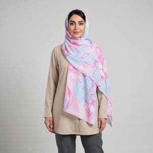 شال زنانه مدل نخی خنک تابستانه محبوب طرح آبرنگی کد 7075 — تصویر ۶