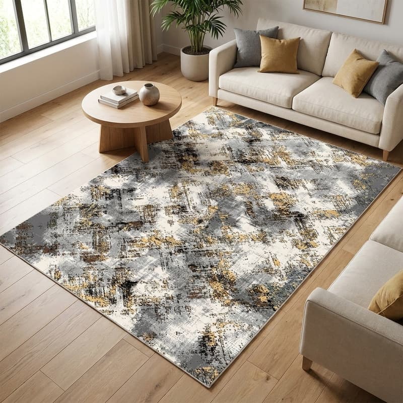 فرش ماشینی فرش ساوین طرح مدرن کد 4146 نقره ای روشن — تصویر ۱۲