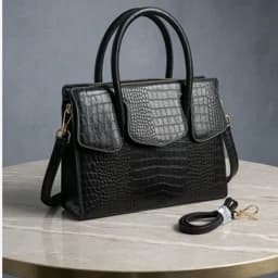 کیف زنانه چرم طبیعی طرح برگی چرم گواشیر — تصویر ۳
