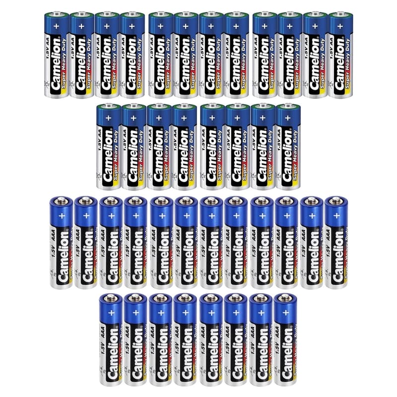 باتری قلمی و نیم قلمی کملیون مدل Super Heavy Duty بسته 40 عددی — تصویر ۶