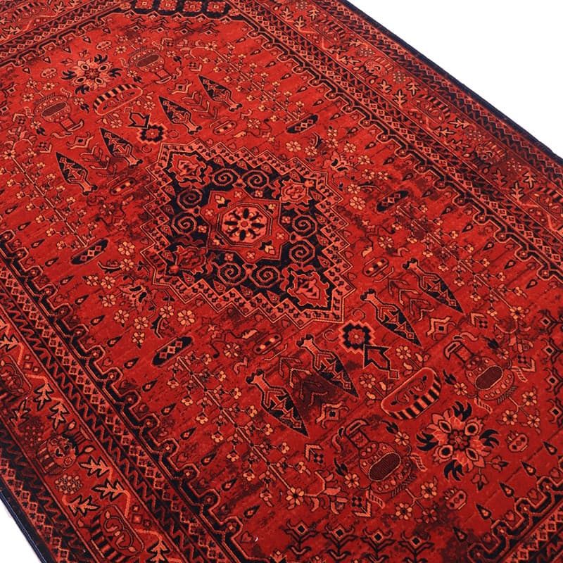 فرش ماشینی کرامتیان طرح بلوچی 4123A زمینه لاکی — تصویر ۸