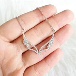 گردنبند نقره زنانه ،طرح بال فرشته عیار 925و آبکاری طلا سفید — تصویر ۷