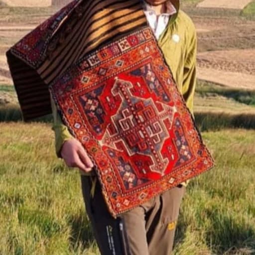 خورجین ورنی گلیم سوزنی دستباف عشایری آذربایجان پس کرایه — تصویر ۲