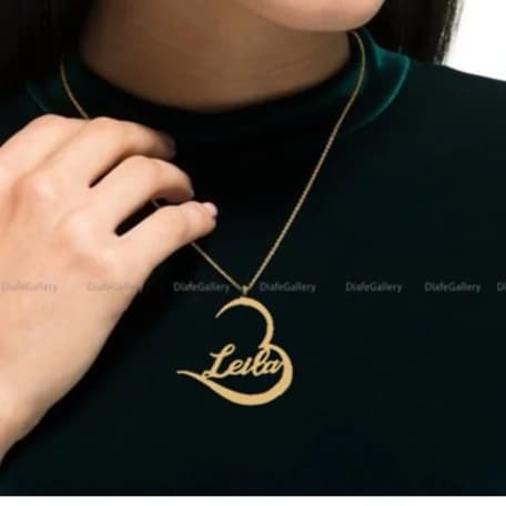 گردنبند نقره اسم لیلا پلاک نقره عیار 925 با آبکاری طلا و زنجیر استیل رنگ ثابت -3