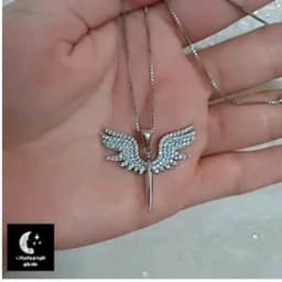 گردنبند نقره فرشته(با زنجیر)عیار 925 و آبکاری طلا سفید — تصویر ۵