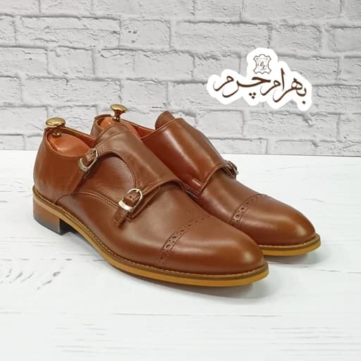کفش مردانه مجلسی چرم طبیعی مدل آلفردو قهوه ای — تصویر ۲