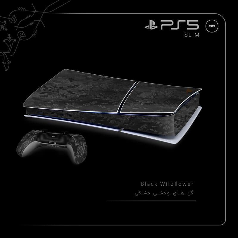 برچسب کنسول و دسته بازی ماهوت PS5 Slim Digital Edition مدل Black Wildflower — تصویر ۳